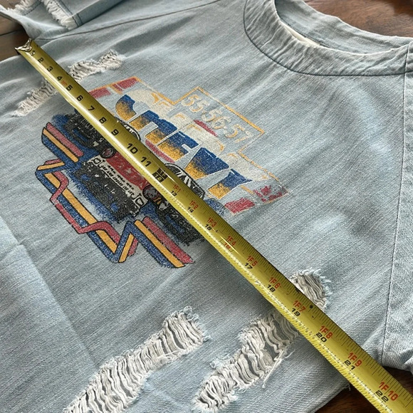 Zen Blue Light Wash denim mini dress tunic oversized shirt Chevy sz One Size - Picture 12 of 16